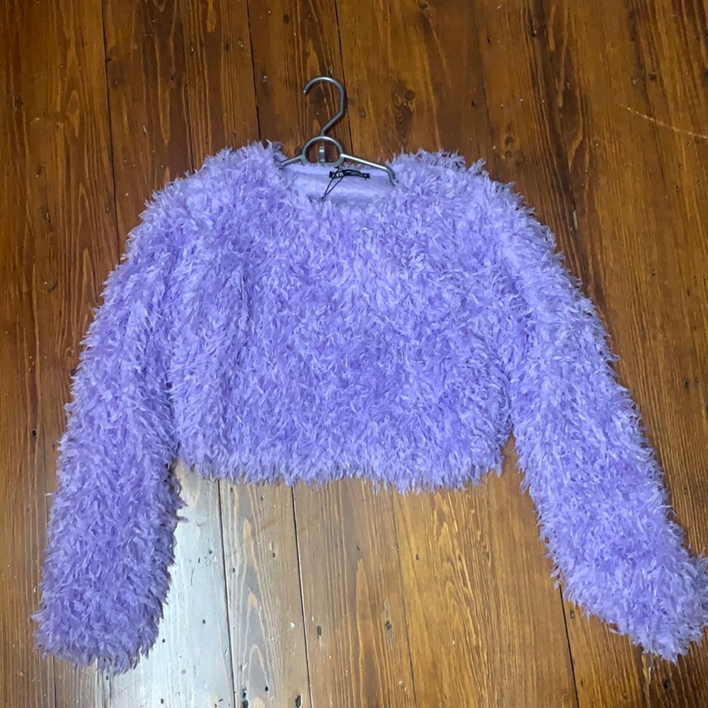 Zara feather effect sweatshirt lilac